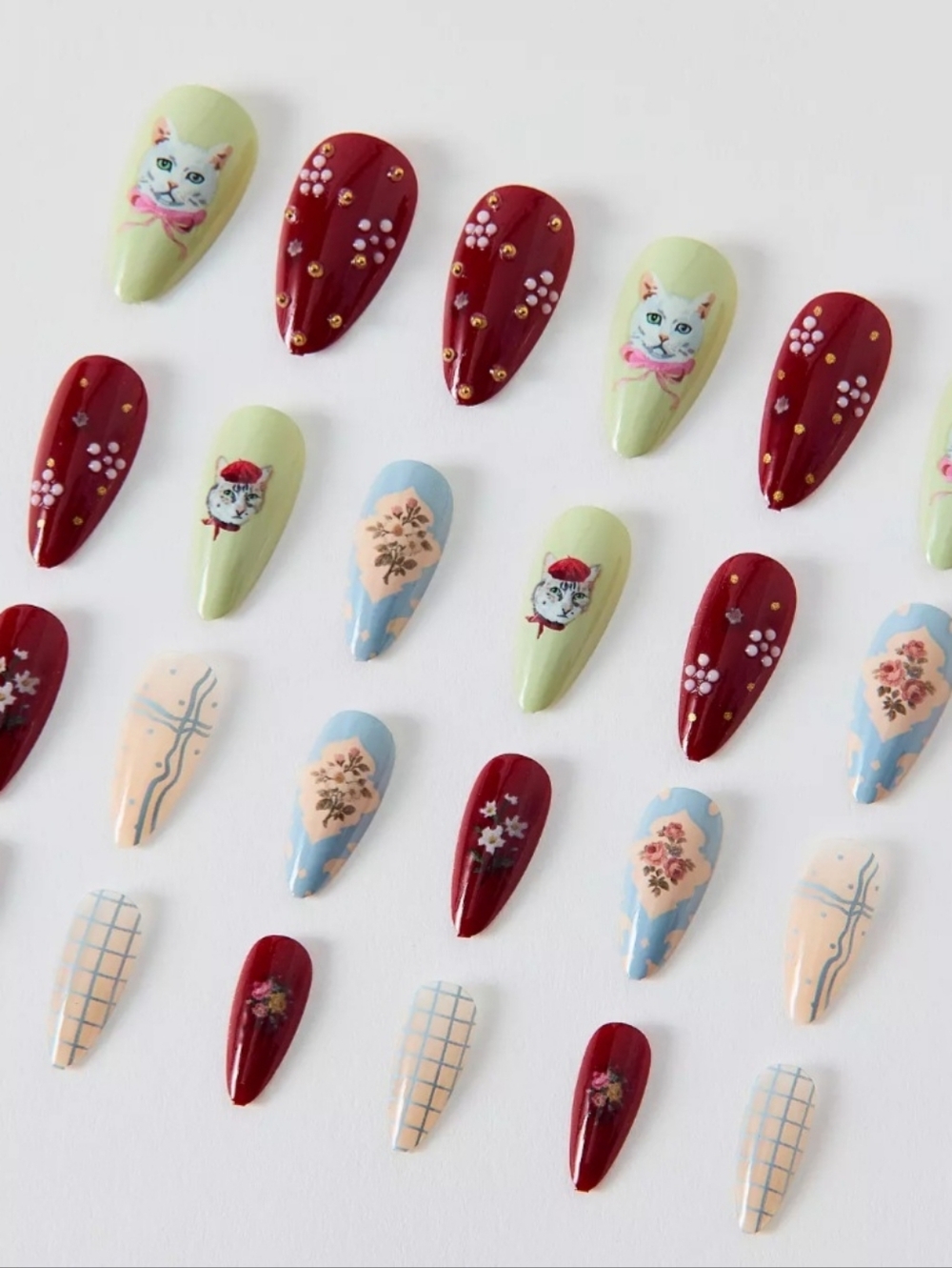 Never Have I Ever Press On Nails "Cat Collage"